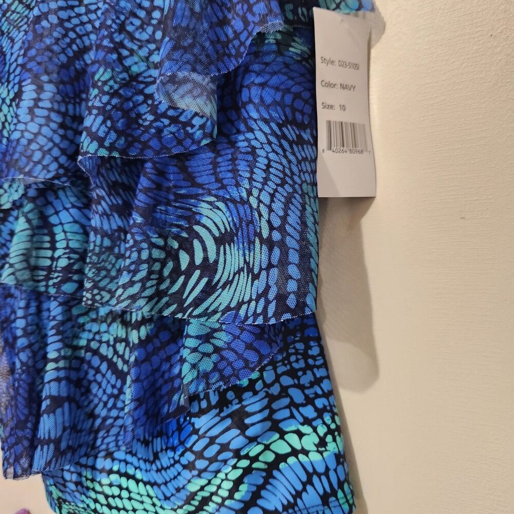 Del Raya womens Tankini Top Size 10 Blue Layered - Picture 3 of 12